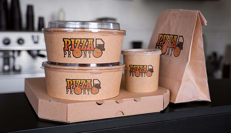 Pizza Pronto branded takeaway bag
